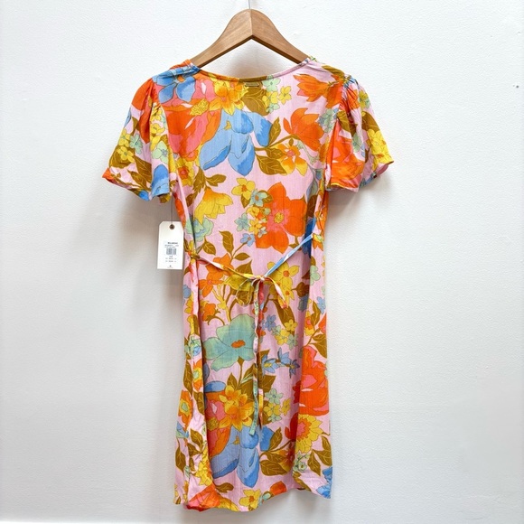 Billabong Short & Sweet Floral Print Flutter Sleeve Babydoll Dress Sorbet XS NEW - Picture 6 of 13